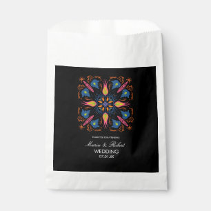 Indian Wedding Theme Elephant Floral Black Favour Bag