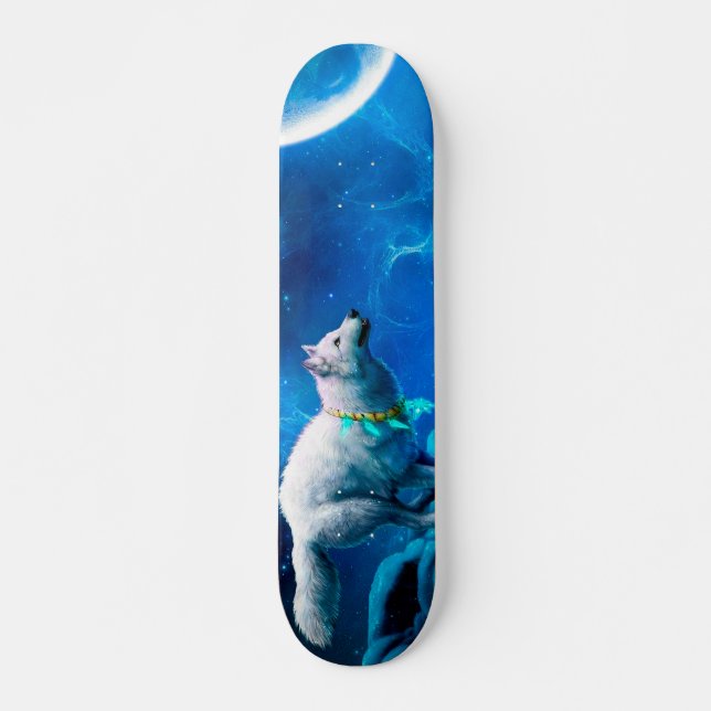 Indian wolf and the full moon skateboard (Front)