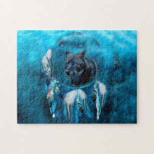 Indian wolf dreamcatcher with ethnic ornaments jigsaw puzzle