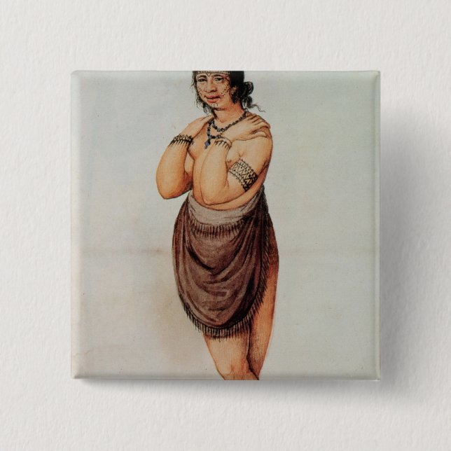 Indian Woman 2 Inch Square Button (Front)
