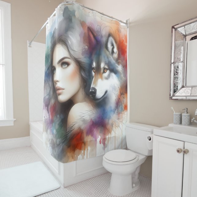  Indian Woman and Wolf Spirit of the Wild (In Situ)