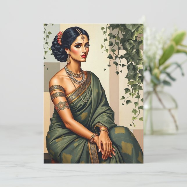 Indian Woman Art. Portrait Wall Art Invitation (Standing Front)