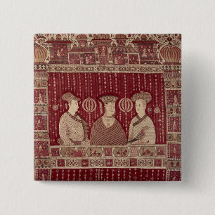Indian woman with European traders, Madras 2 Inch Square Button