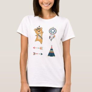 Indian Yellow Bear Sticker Set Teepee T-Shirt