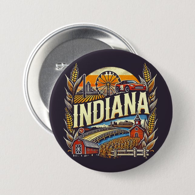 Indiana 3 Inch Round Button (Front & Back)