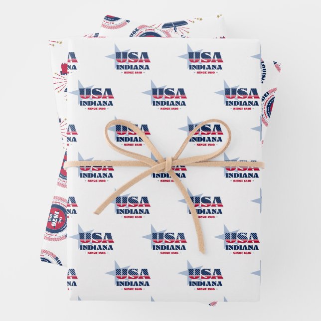 Indiana, 50 States, Liberty Bell  Wrapping Paper Sheet (In situ)