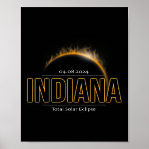 Indiana America April 2024 Path Of Totality Solar Poster