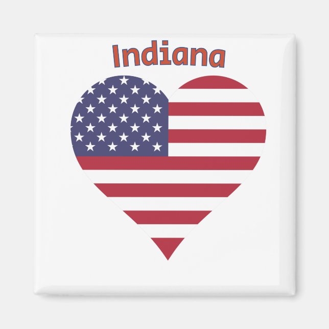 Indiana American Flag Heart Magnet (Front)