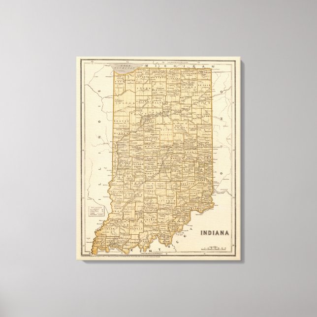 Indiana Atlas Map Canvas Print (Front)