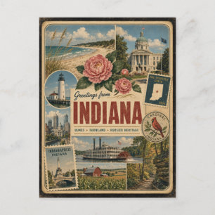 Indiana Authentic Vintage Style Postcard