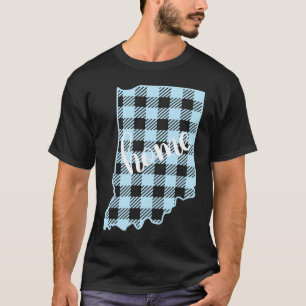 Indiana Buffalo Plaid Home State Country Blue West T-Shirt
