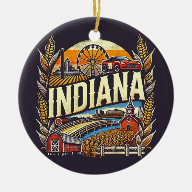 Indiana Ceramic Ornament (Front)