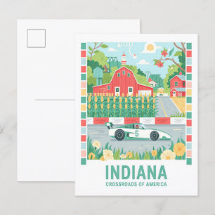 Indiana Crossroads of America Summer Travel Postcard