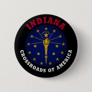 INDIANA CROSSROADS STATE FLAG 2 INCH ROUND BUTTON