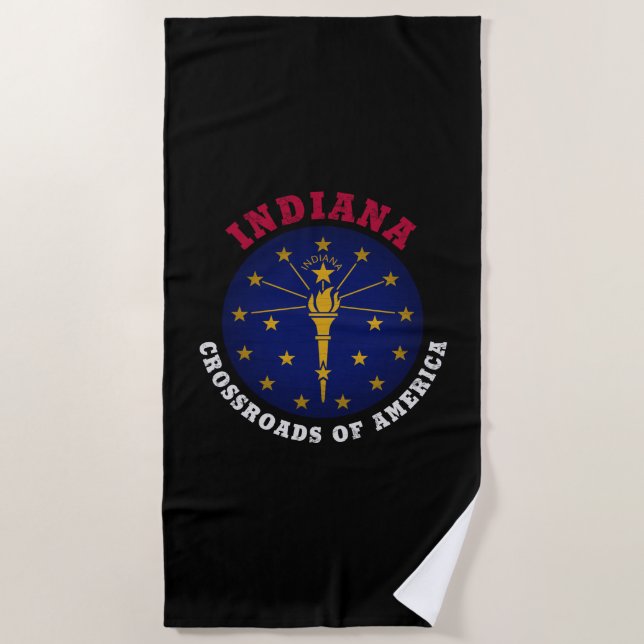 INDIANA CROSSROADS STATE FLAG BEACH TOWEL (Front)