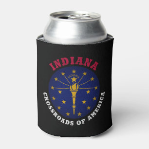 INDIANA CROSSROADS STATE FLAG  CAN COOLER