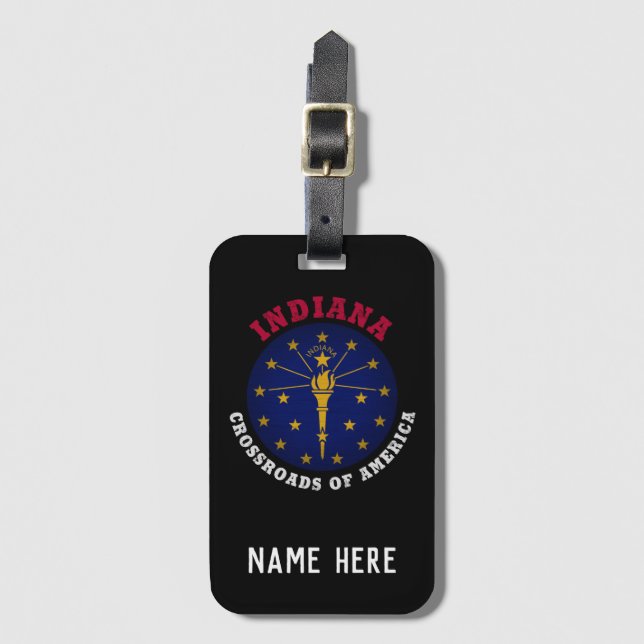 INDIANA CROSSROADS STATE FLAG LUGGAGE TAG (Front Vertical)