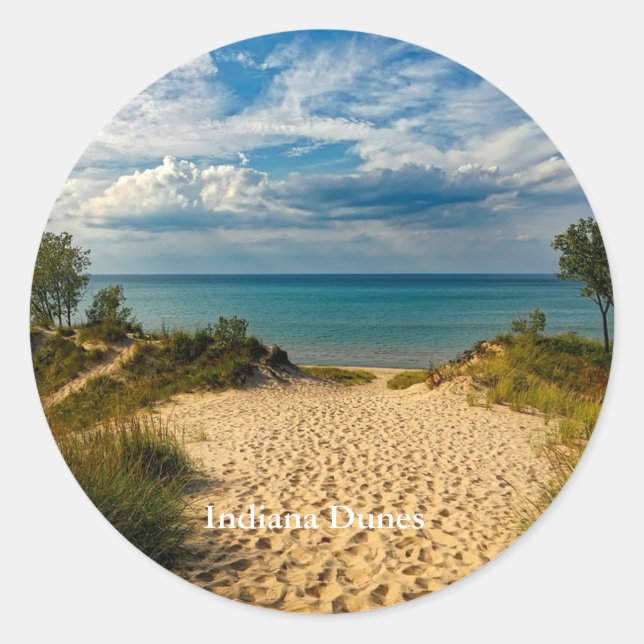 Indiana Dunes, Lake Michigan,  Classic Round Sticker (Front)