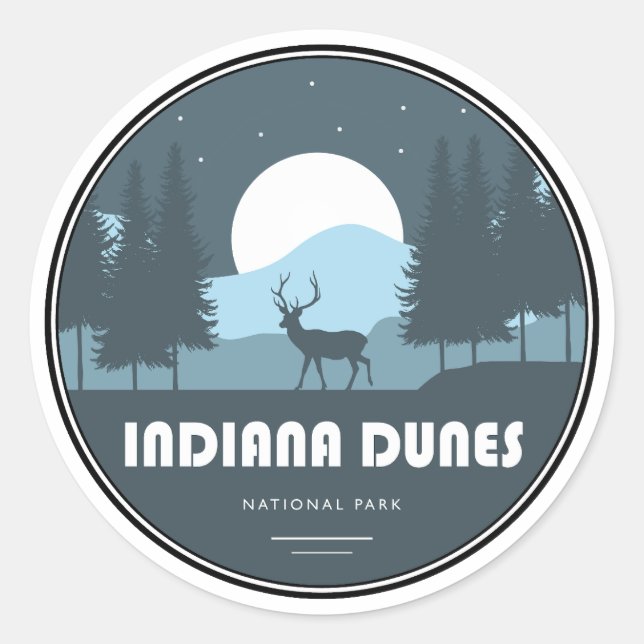 Indiana Dunes National Park Deer Classic Round Sticker (Front)