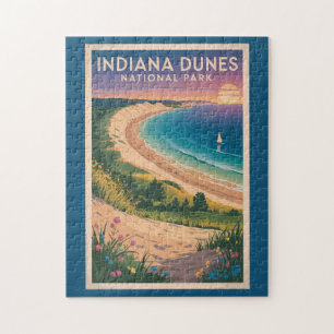 Indiana Dunes National Park Illustration Travel Jigsaw Puzzle