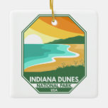 Indiana Dunes National Park Minimal Retro Emblem Ceramic Ornament<br><div class="desc">Indiana Dunes vector artwork design. The park is a United States national park located in northwestern Indiana managed by the National Park Service.</div>