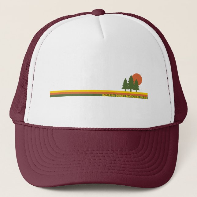 Indiana Dunes National Park Pine Trees Sun Trucker Hat (Front)