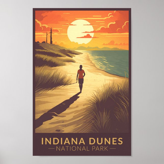 Indiana Dunes National Park Travel Art Vintage Poster (Front)