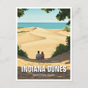 Indiana Dunes National Park Travel Couple Postcard