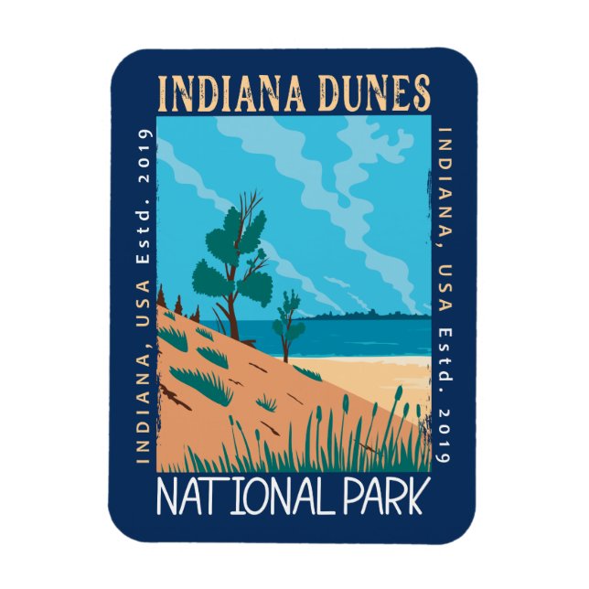 Indiana Dunes National Park Vintage Distressed  Magnet (Vertical)