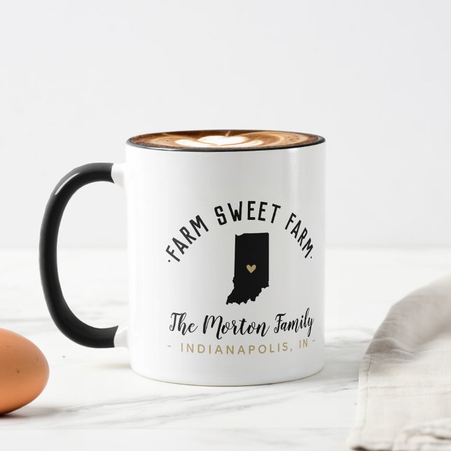 Indiana Farm Sweet Farm Family Monogram Mug (Creator Uploaded)