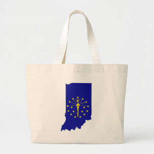 Indiana Flag Map Large Tote Bag