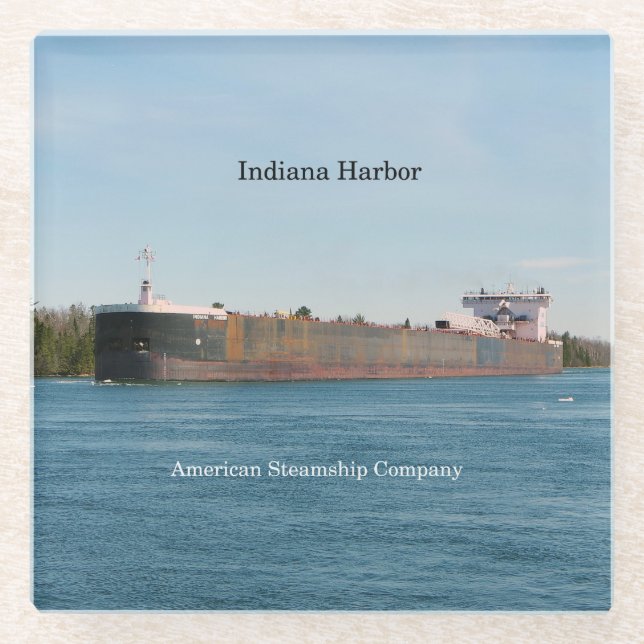 Indiana Harbour glass coaster (Front)