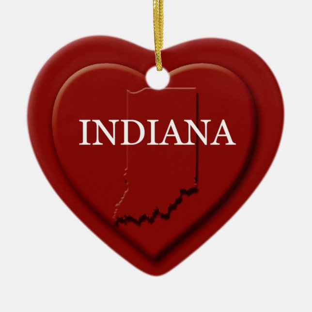 Indiana Heart Map Christmas Ornament (Front)
