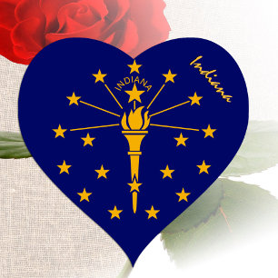 Indiana Heart Sticker, Patriotic Indiana Flag Sticker