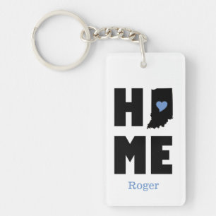 Indiana Home Blue Personalized Keychain