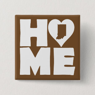 Indiana Home Heart State Button Badge Pin
