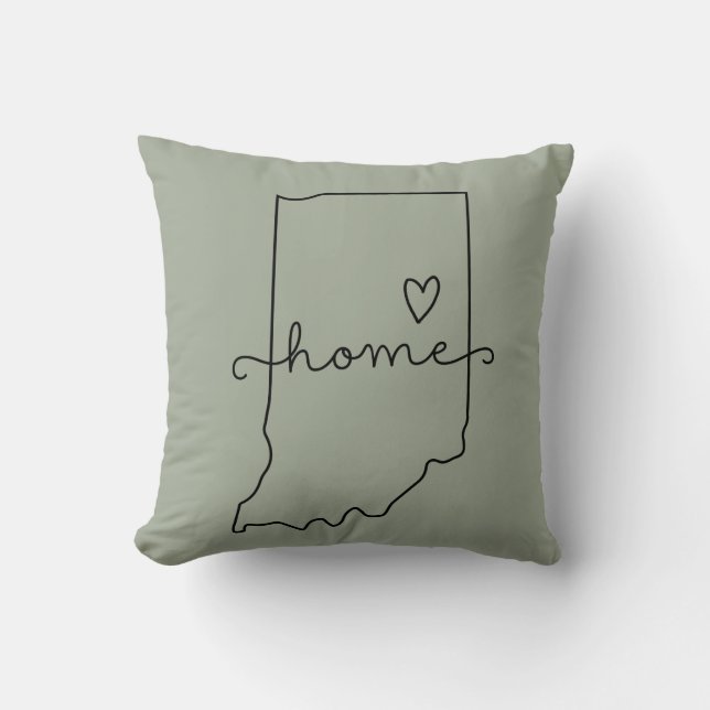 Indiana Home State Love, Movable Location Heart Throw Pillow (Front)