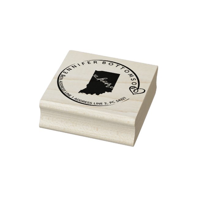 Indiana Hometown Map Rubber Stamp (Stamp)