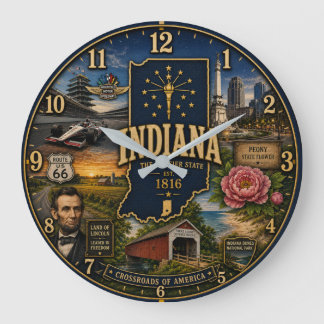 Indiana Hoosier State Large Clock