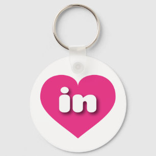 Indiana hot pink heart - I love in Keychain