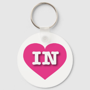 Indiana Hot Pink Heart - I love IN Keychain