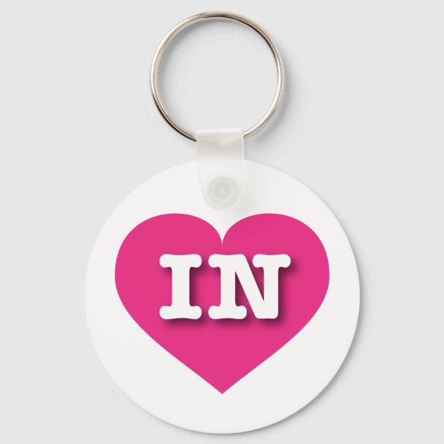 Indiana Hot Pink Heart - I love IN Keychain (Front)