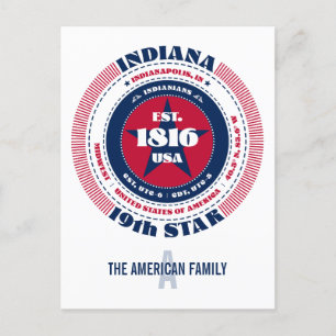 Indiana, Indianapolis, IN, Patriotic, Monogram Postcard