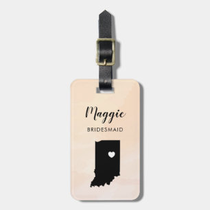 Indiana Map Luggage Tag, Wedding Party Welcome Luggage Tag