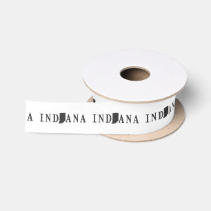 Indiana Name State Shaped Letter Word Art Black Satin Ribbon
