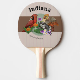 Indiana Northern Cardinals with Native Plants Ping Pong Paddle