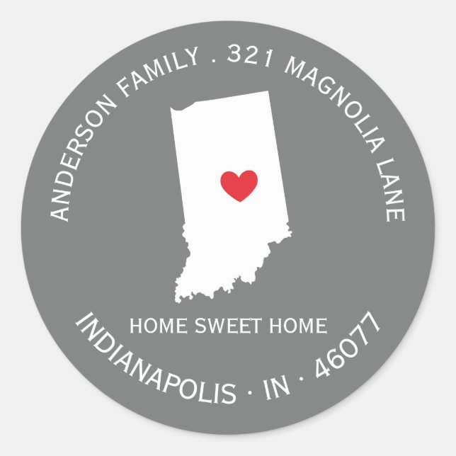 INDIANA | Nouveau Sticker Étiquette de adresse Hom (Devant)