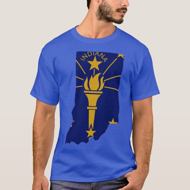 Indiana outline with flag T-Shirt (Front)