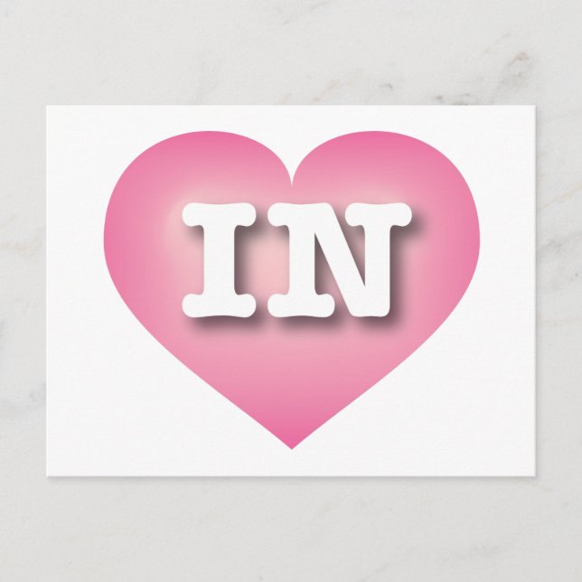 Indiana Pink Fade Heart - I love IN Postcard (Front)