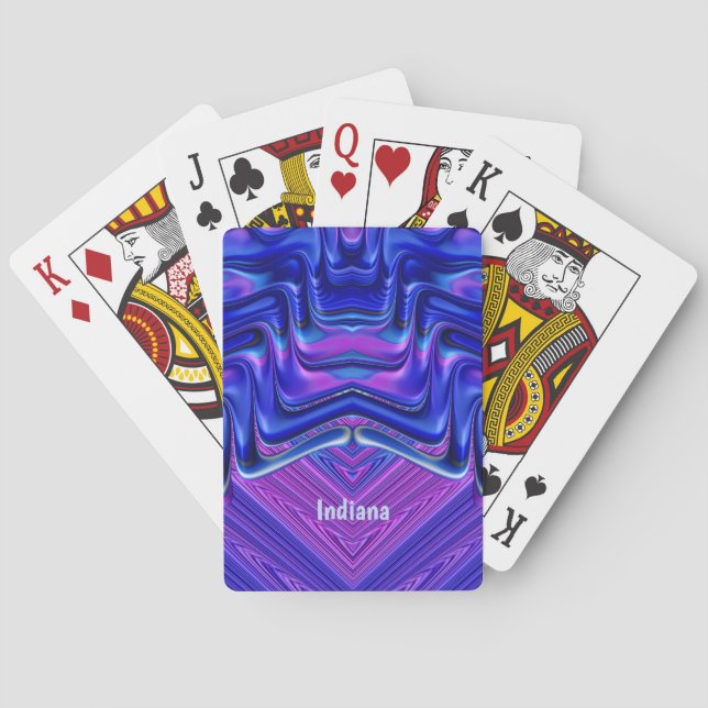 INDIANA ~ Purple Blue Fractal Design Pattern ~ Playing Cards (Back)